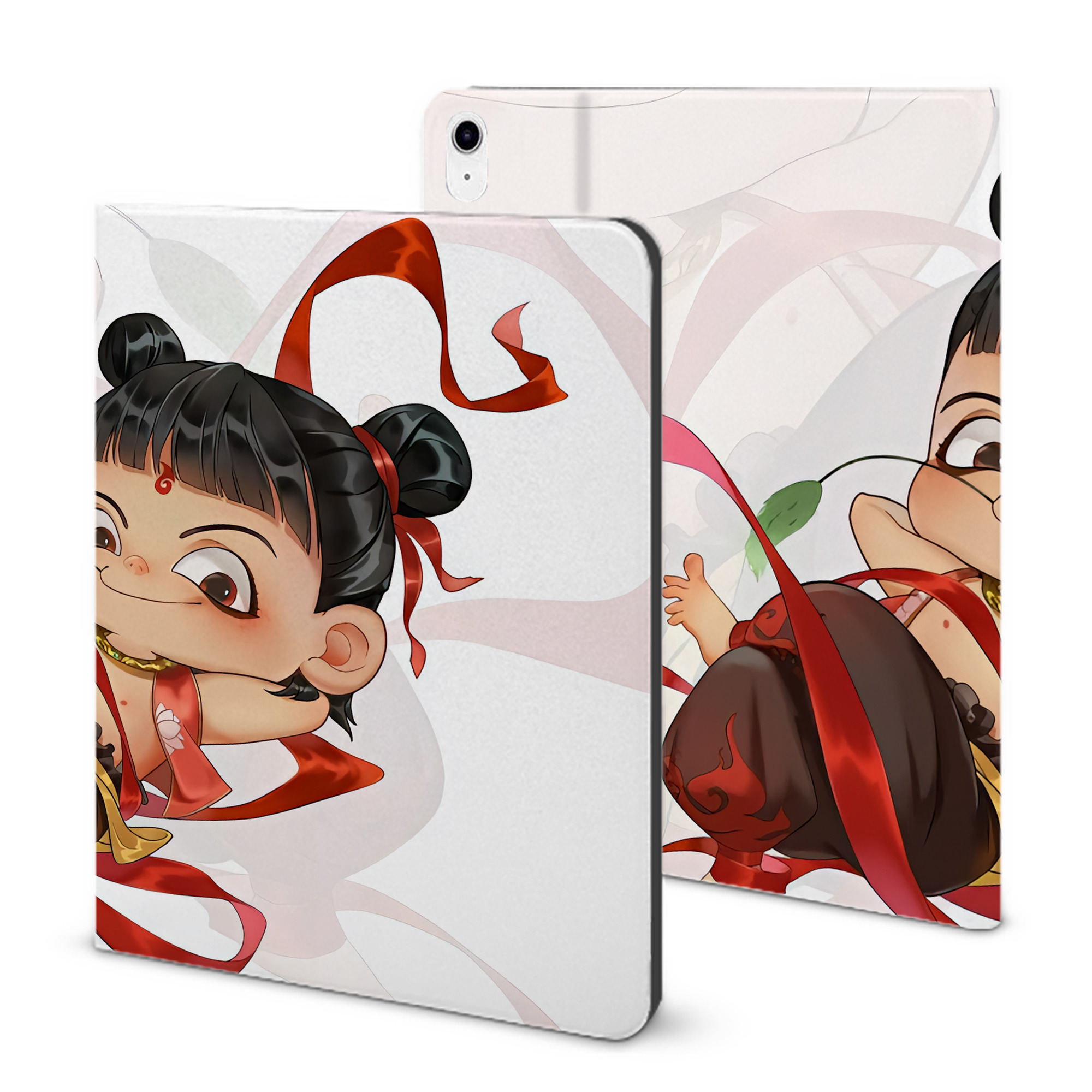 （画像用） Ne Zha 2 ナタ 魔童の大暴れ IPad ケース ブック型 PUレザー TPU 耐衝撃 軽量 薄型 ペン収納なし 全面保護 IPad 各モデル対応